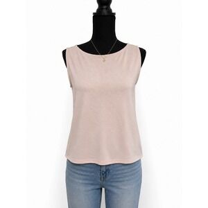 Tahari Womens Blush Pink Sleeveless Boat Neck Knit Top‎ Size Small